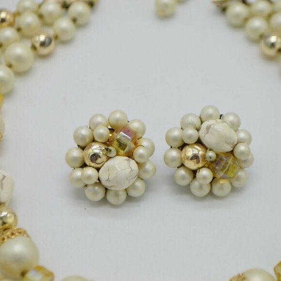 Japan Signed Multi-Strand Ivory Faux Pearl Prystal - Picture 2 of 7
